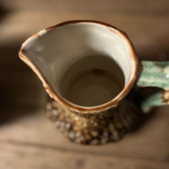 Harvest Goods vintage ceramic green and brown 5 inch pitcher - Picture 8 of 10